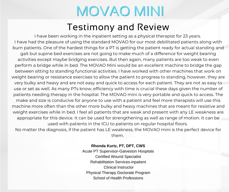 This is  a review from a doctor of physical therapy explaining the benefits of the MOVAO Mini